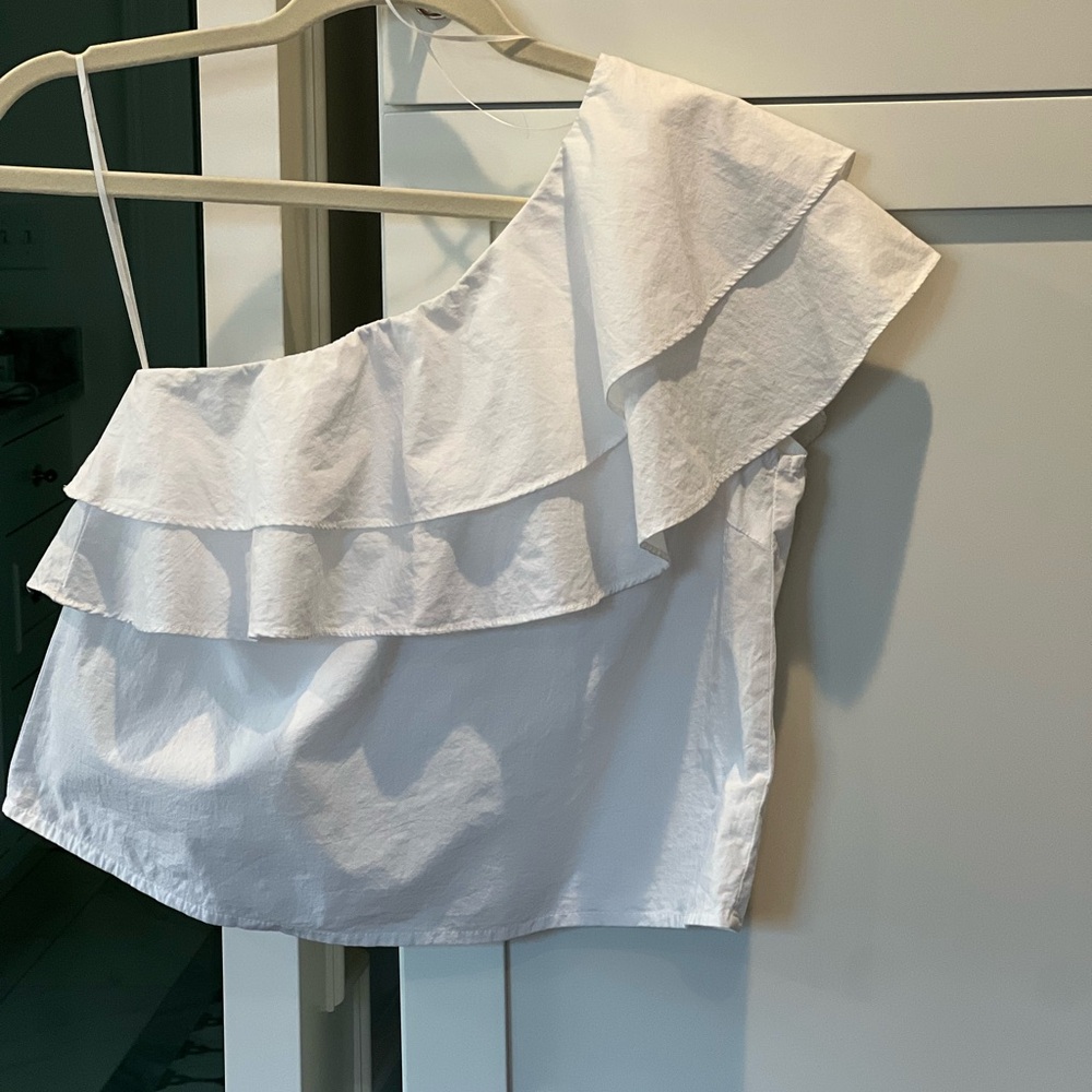 Miami White Ruffle One-Shoulder Blouse